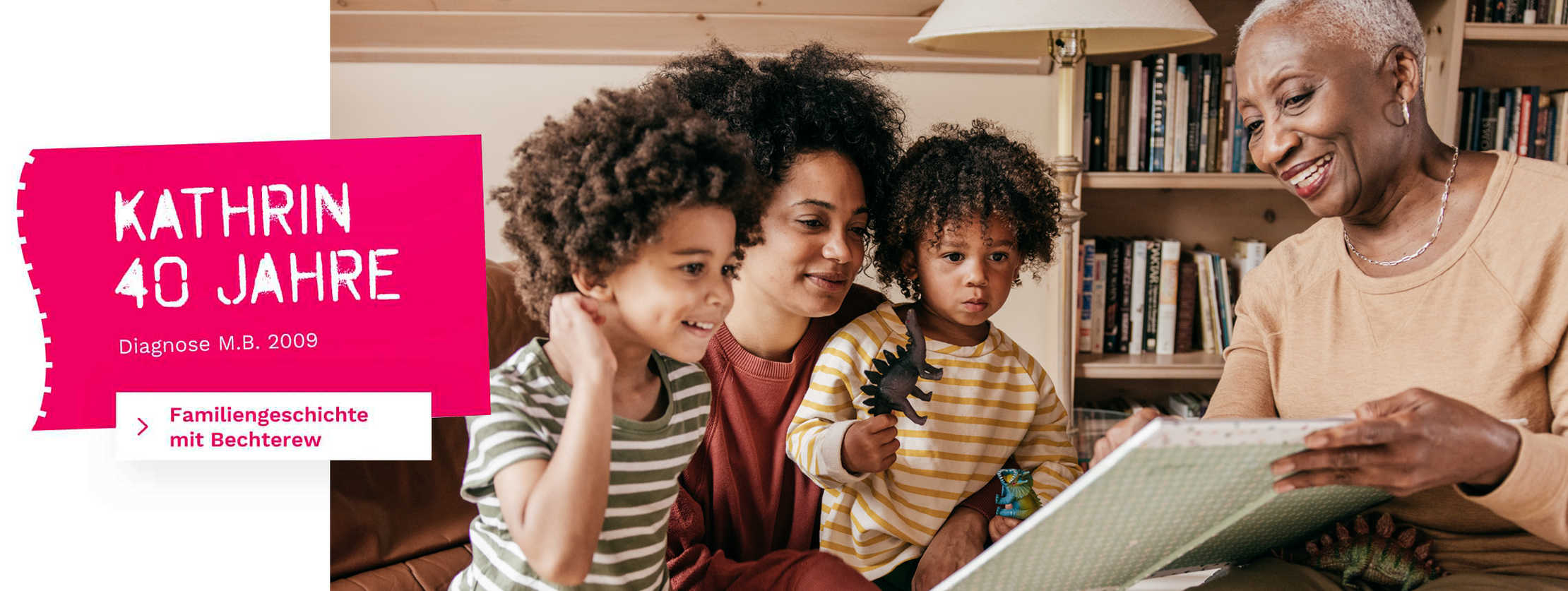 Das Bild zeigt Kathrin, ihre Kinder und ihre Mutter