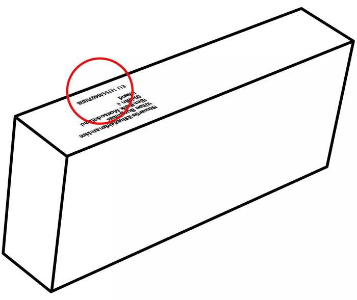 Schachtel mit markiertem EU-Code Schachtel mit markiertem EU-Code