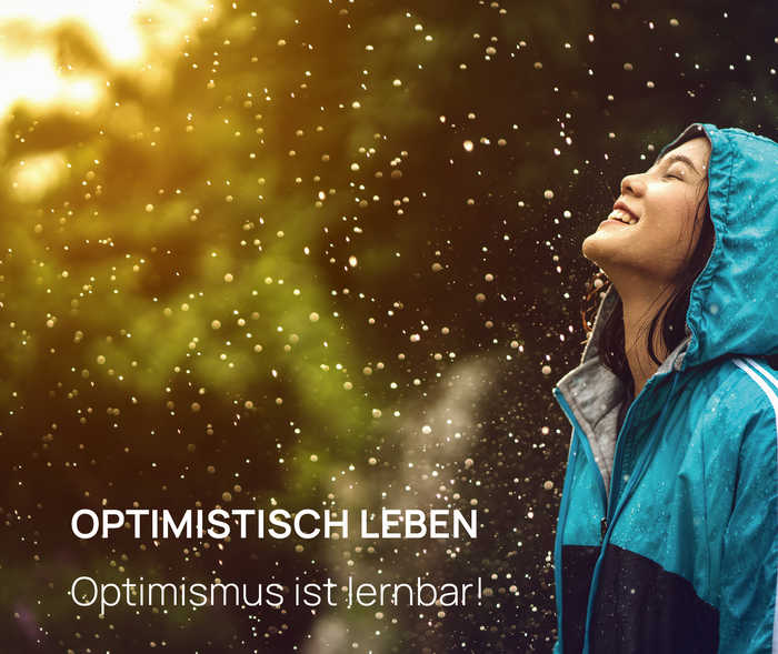 Teaser zu Optimistisch Leben: Junge Frau steht im Regen und lacht