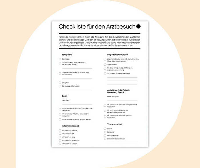 Ratgeber Rheuma: Checkliste für den Arztbesuch Bild der Checkliste für den Arztbesuch.