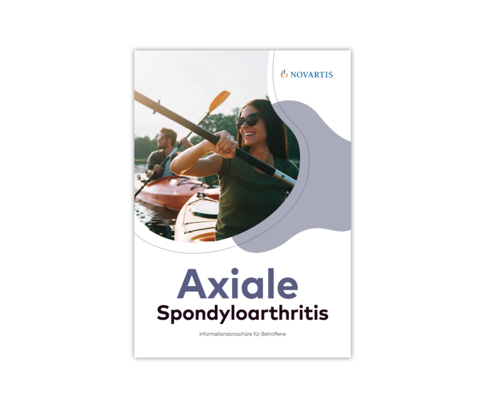 Ratgeber Rheuma: Teaser zum Download der Broschüre "Axiale Spondyloarthritis"