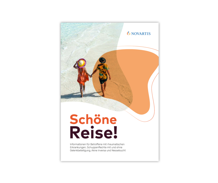 Titelbild der Patientenbroschüre „Reisen“.