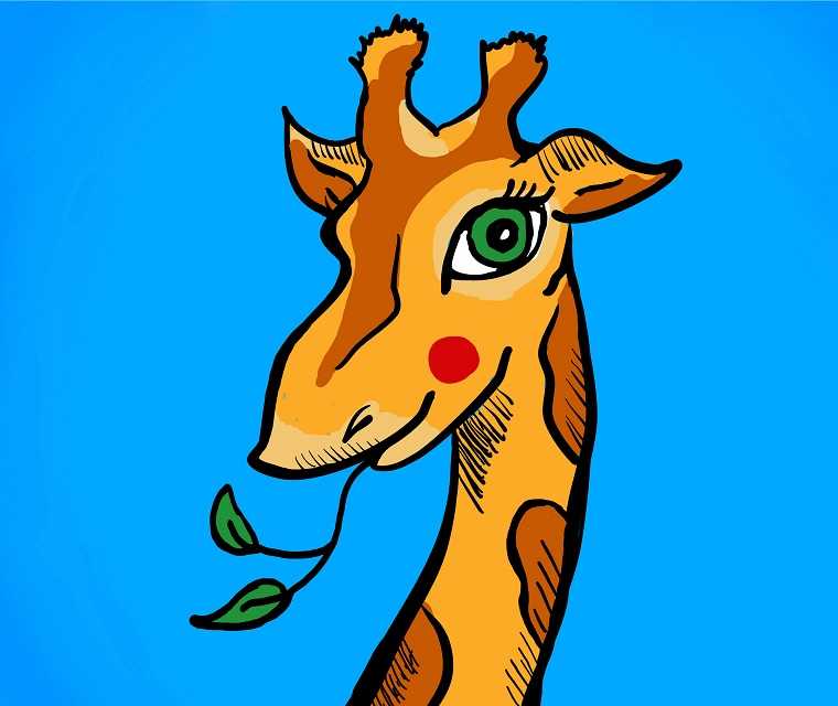 Illustration von Giraffe Giselas Gesicht Illustration von Giraffe Giselas Gesicht