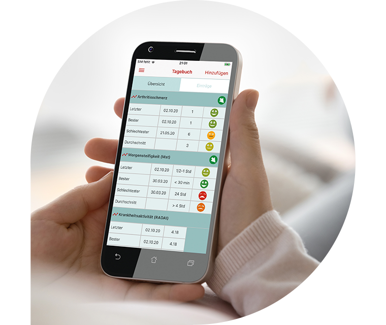Ratgeber Rheuma: Ein Smartphone mit der App RheCORD Ratgeber Rheuma: Ein Smartphone mit der App RheCORD
