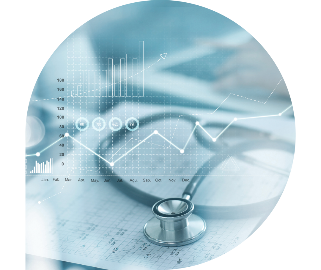 Medizinische Diagramme und ein Stethoskop